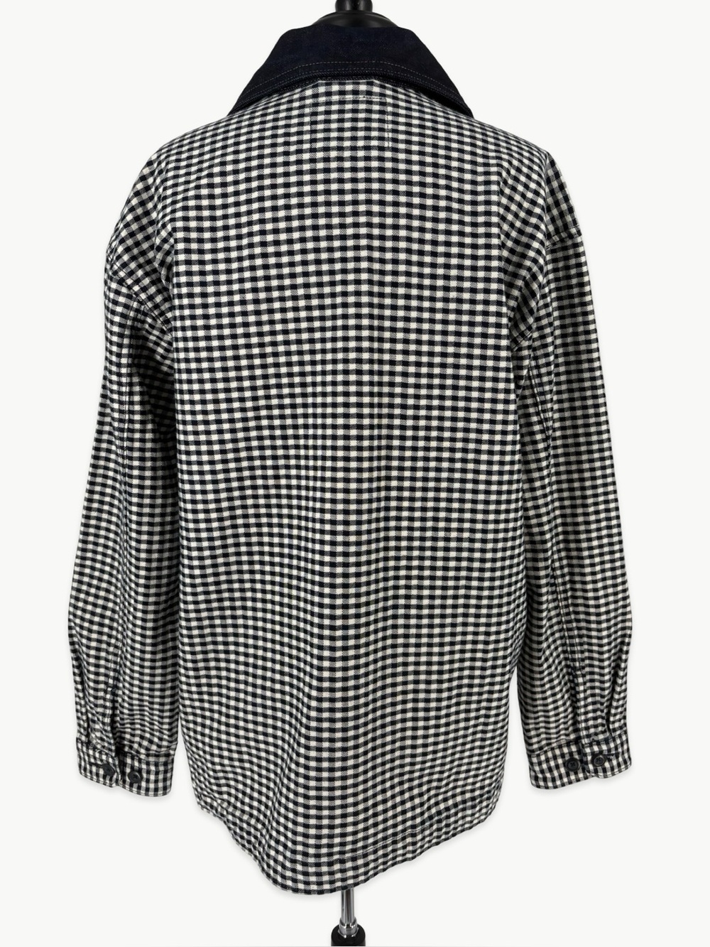 Gap × DÔEN Gingham Oversized Denim Jacket Size Large Navy Blue Coastal - Picture 6 of 13